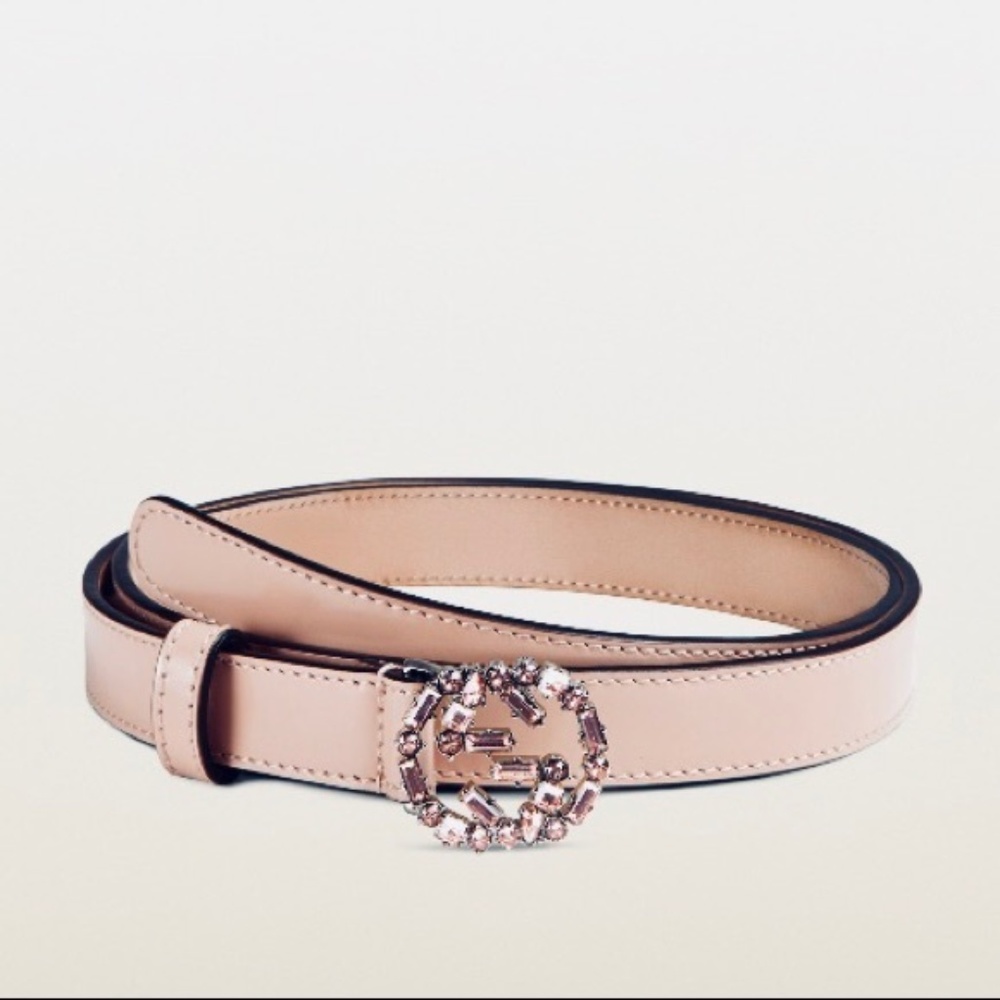 Gucci pink crystal interlocking G belt, 90